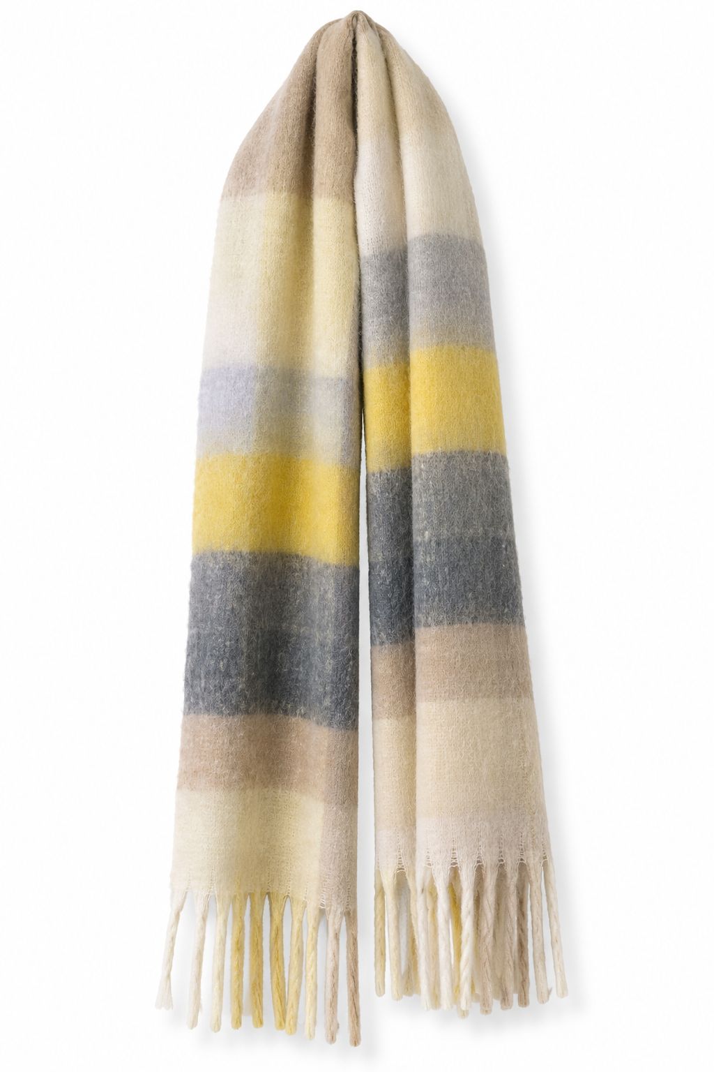 Chunky Knit Schal XL | gelb, grau, ecru