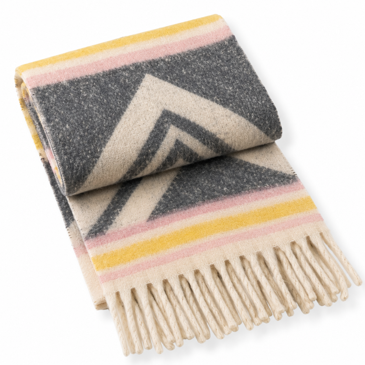 Chunky Knit Schal XL | grau, rosé,  mustard
