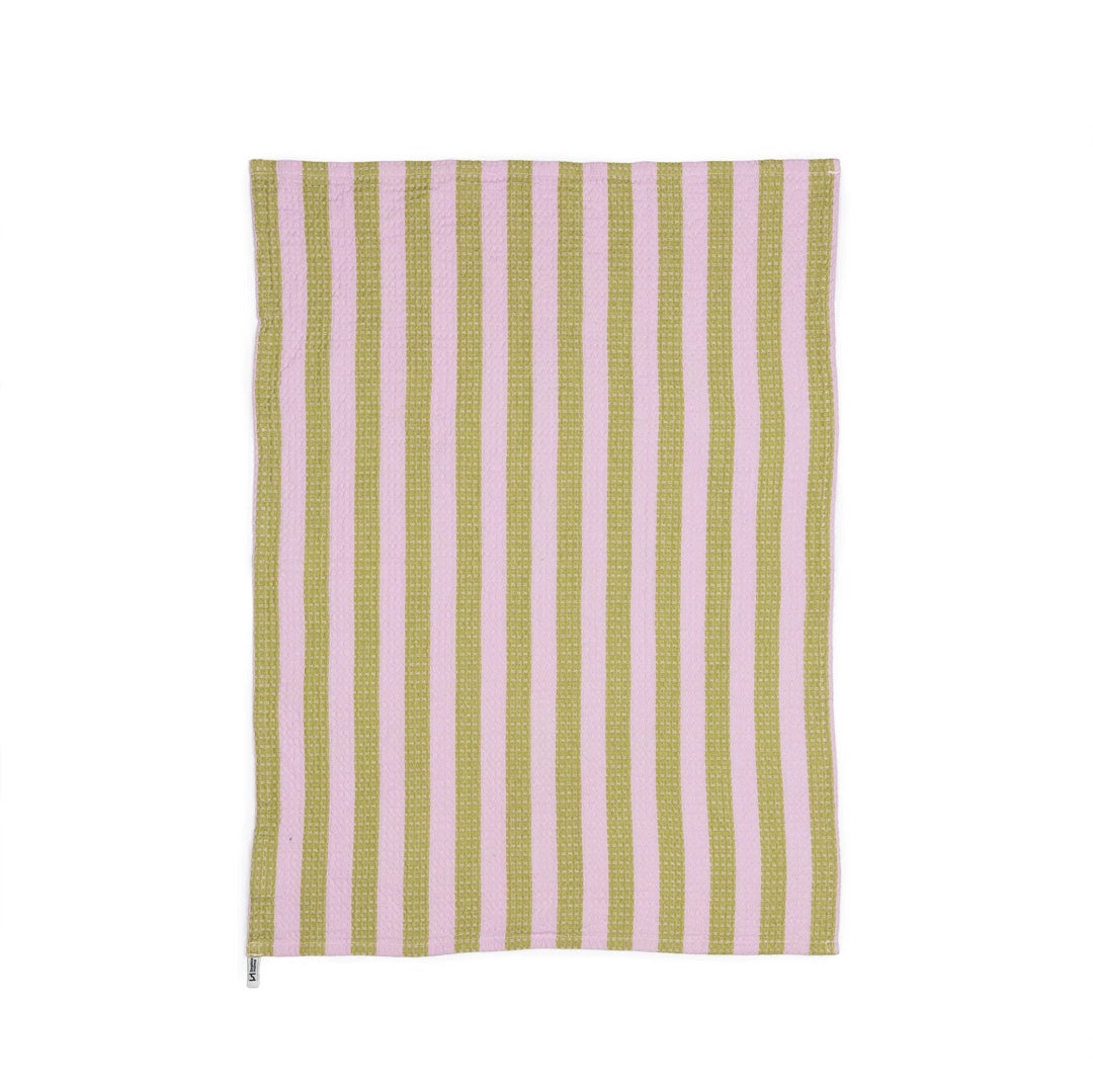 Set of 2 Waffle Dish Towels | pink stripes