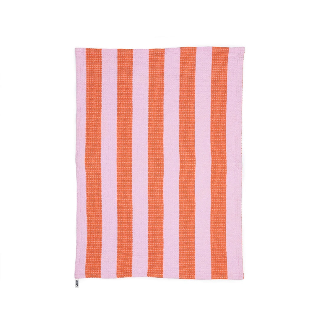Set of 2 Waffle Dish Towels | pink stripes