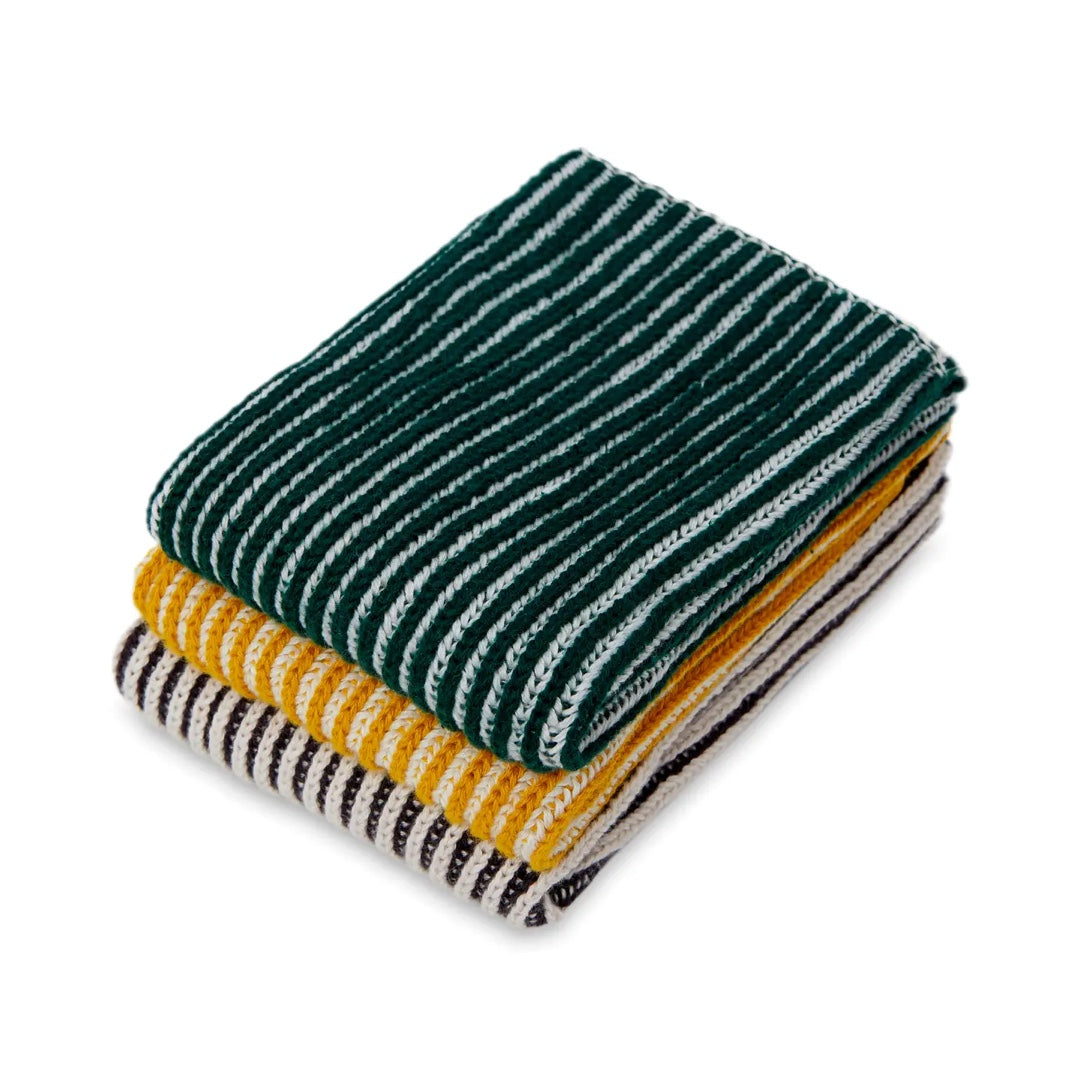 Set of 3 Ribbed Dishcloths | citrus, forest, coal
