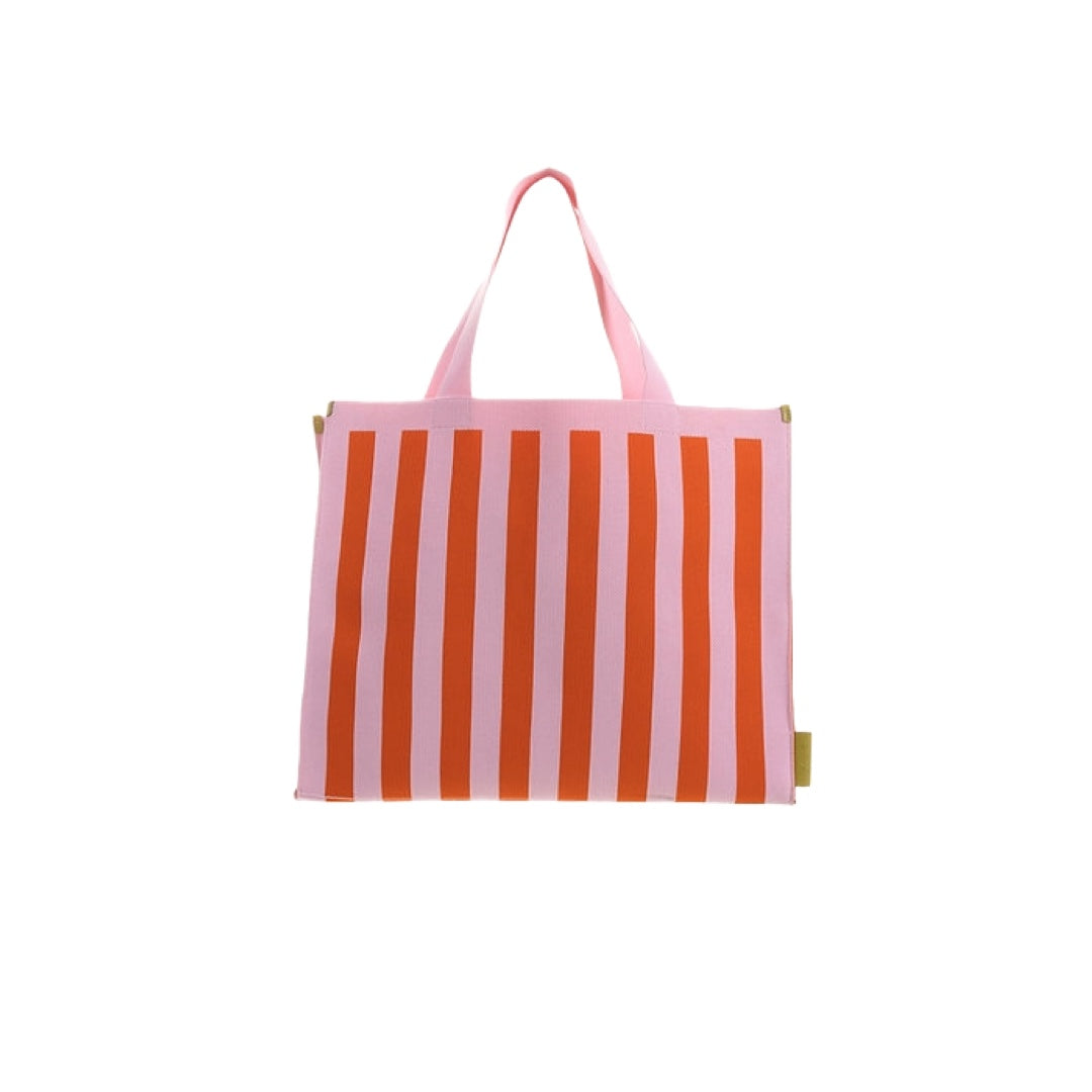 Shopper Knitted Stripes | Pink + Orange