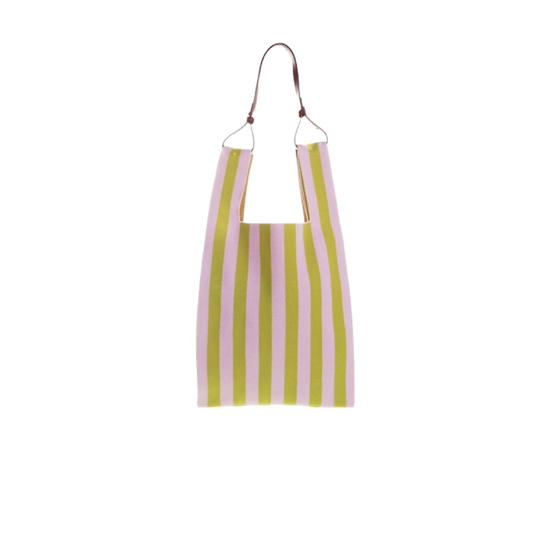 Market Bag knitted Stripes | pink + lemon