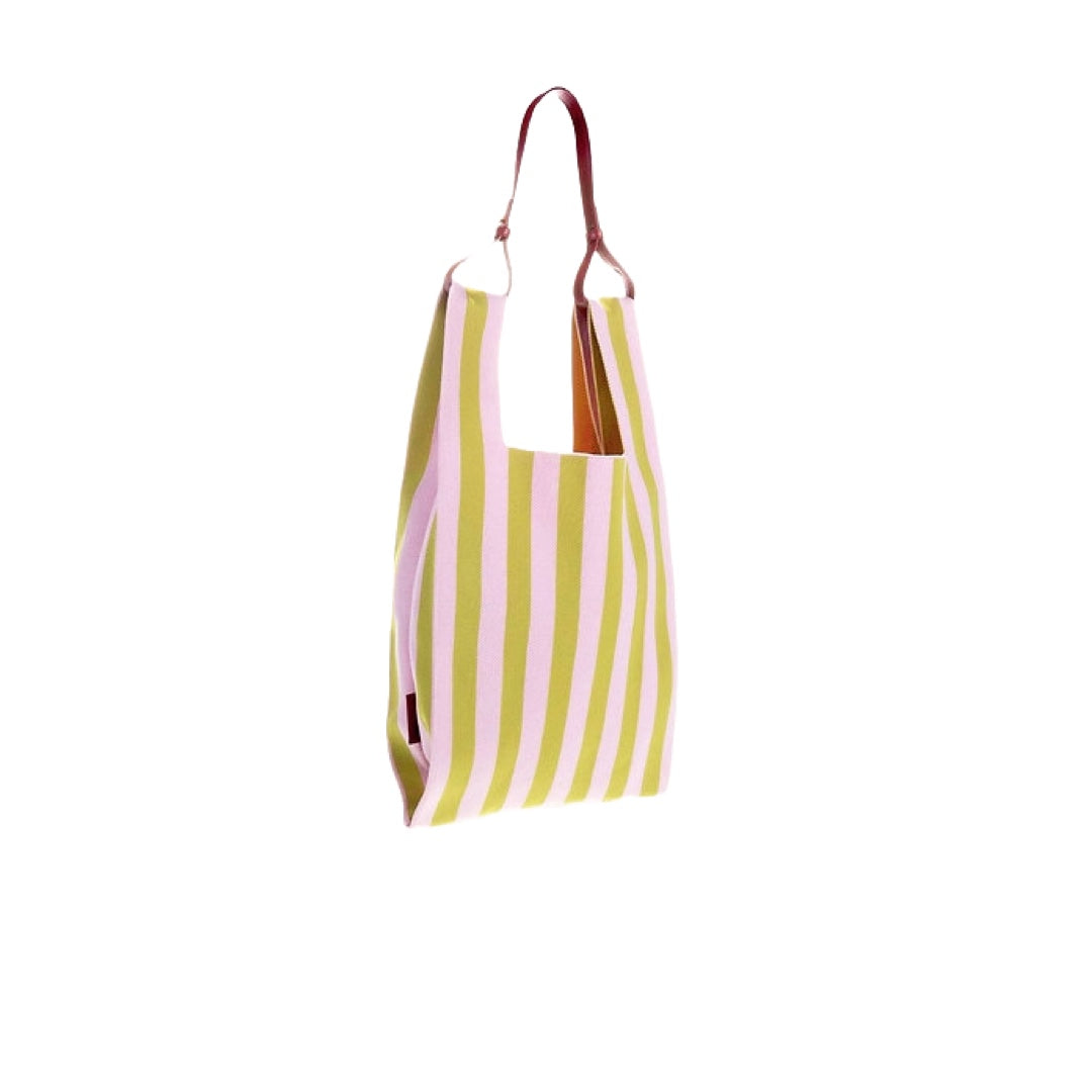 Market Bag knitted Stripes | pink + lemon