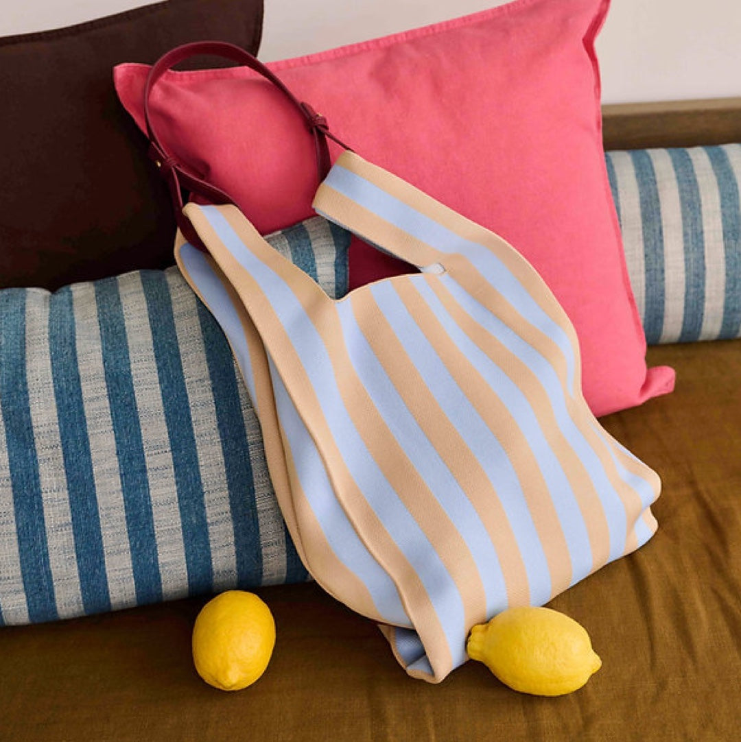 Sac de marché tricoté Rayures | massepain + ciel
