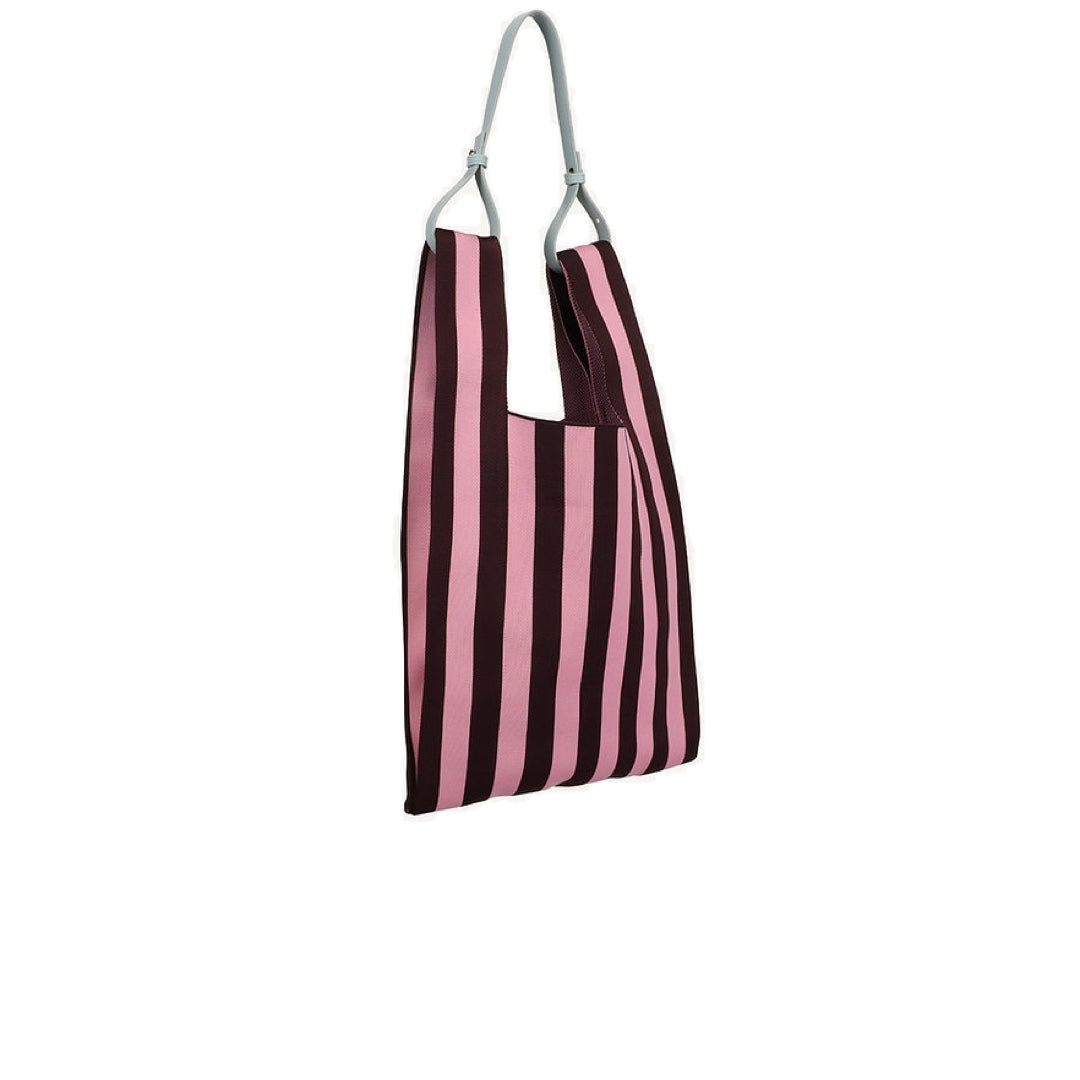 Market Bag knitted Stripes | chocolate + bubblegum