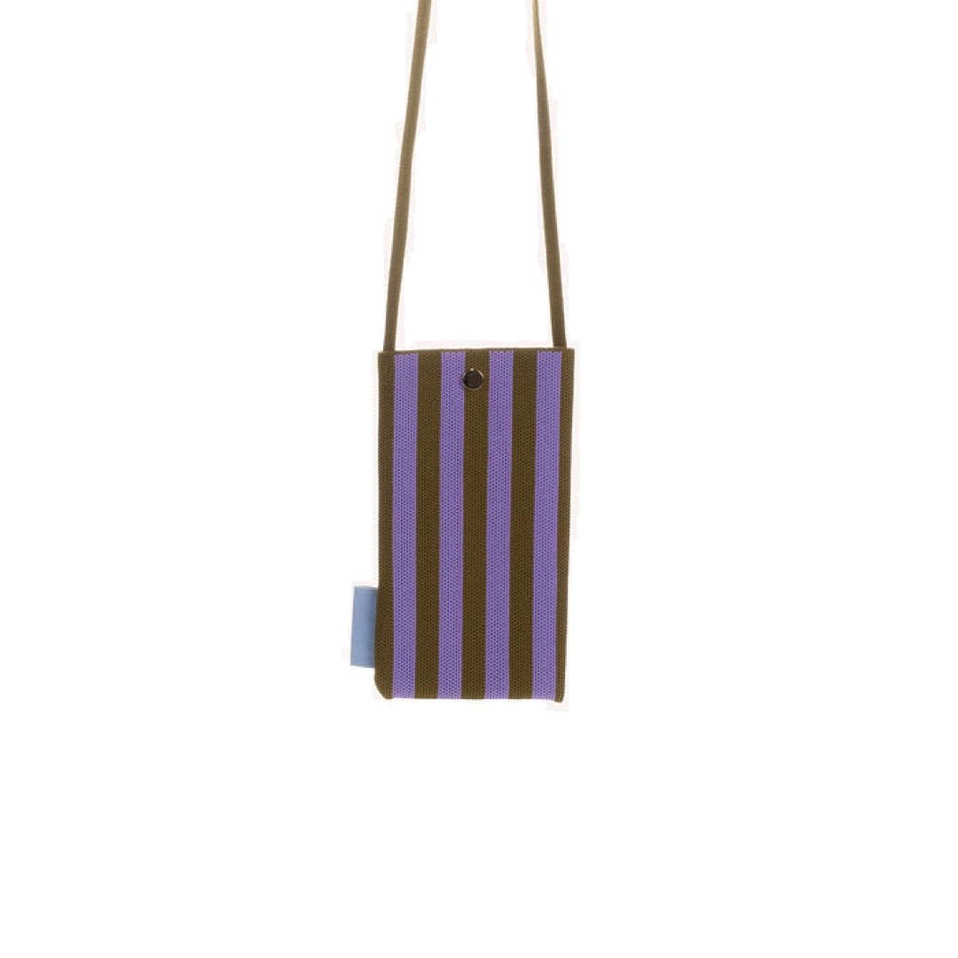 Housse de téléphone tricotée à rayures | lilas crépuscule & vert costa