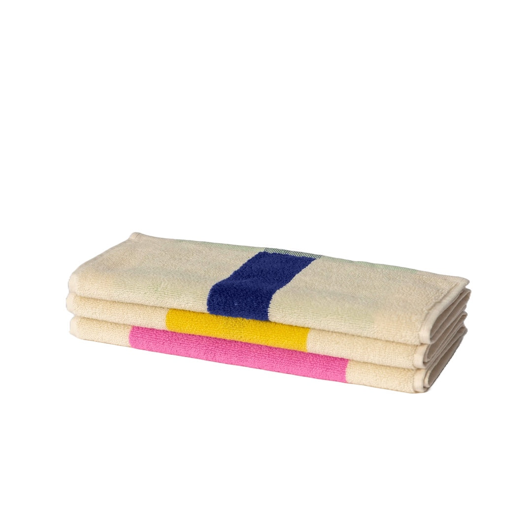Lot de 3 serviettes d'invité | rose, bleu, marron
