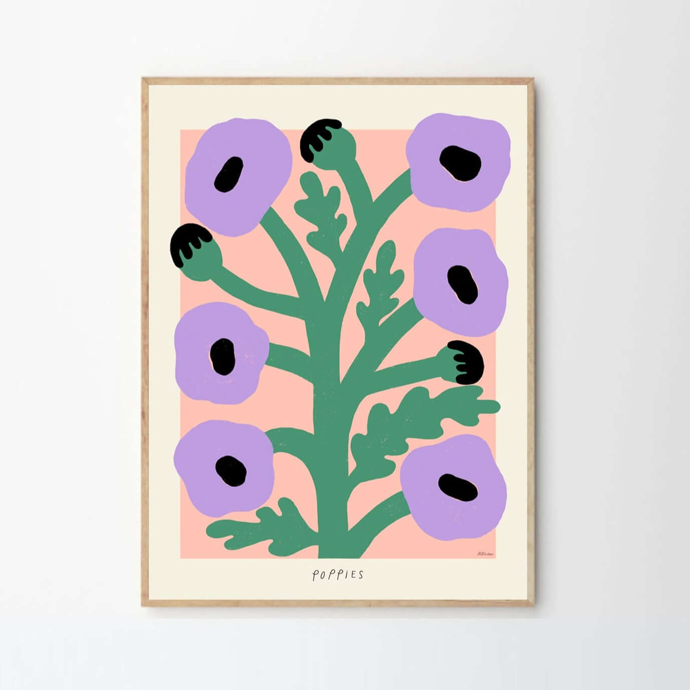 joyne.com | Gerahmter Kunstdruck "Purple Poppies" - Madelen Möllard | 30x40cm von The Poster Club