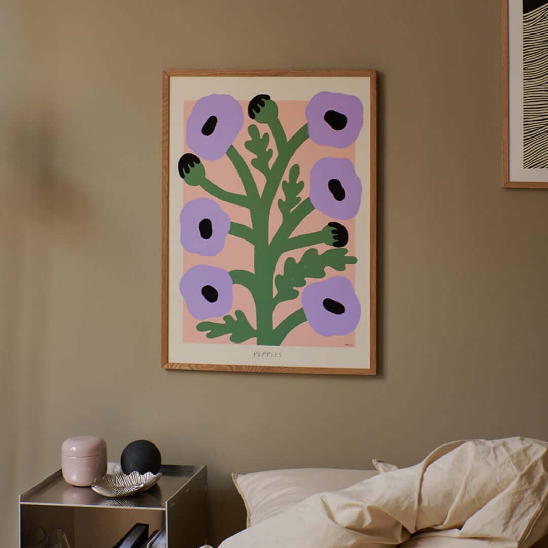 joyne.com | Gerahmter Kunstdruck "Purple Poppies" - Madelen Möllard | 30x40cm von The Poster Club