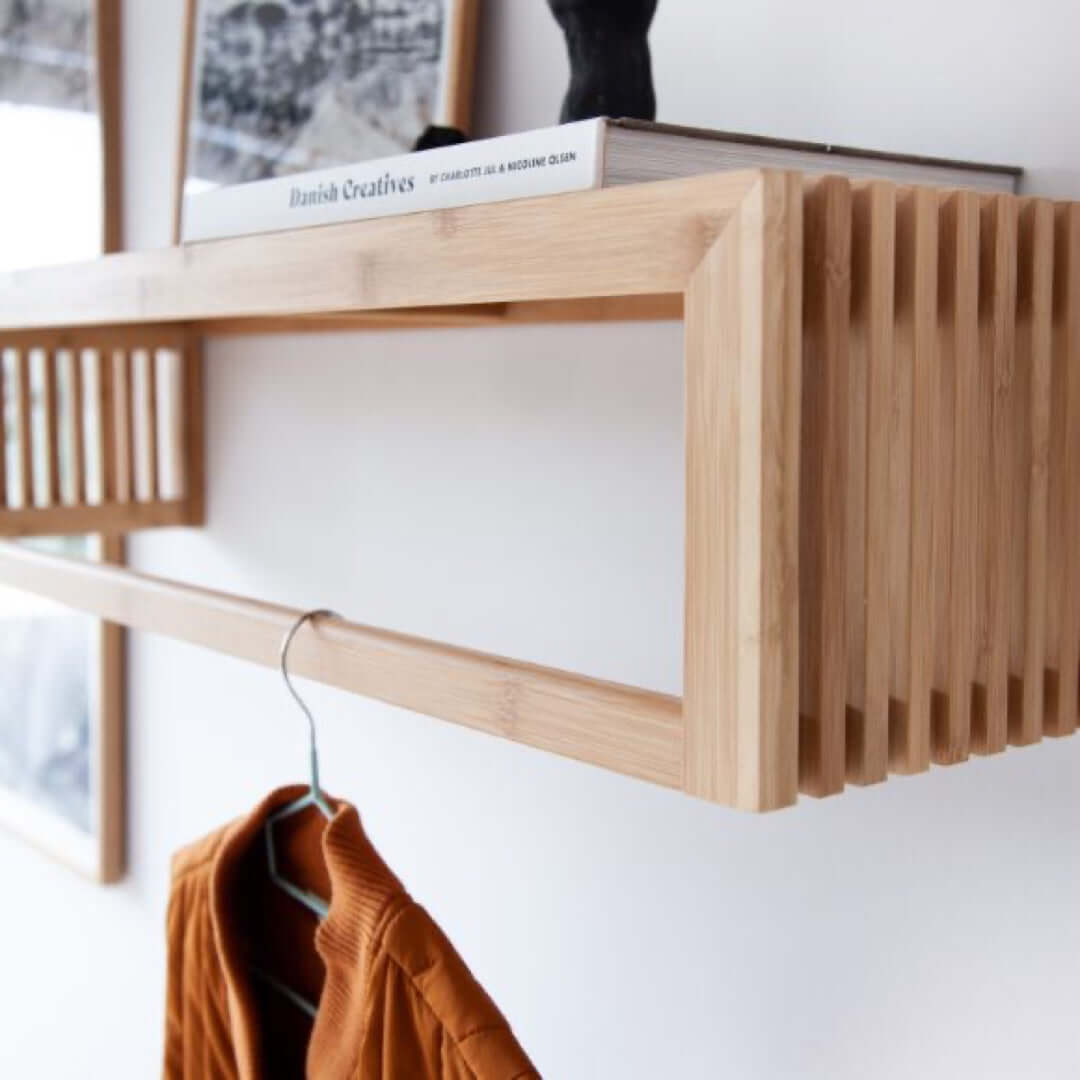 Porte-manteau mural en bambou | grand