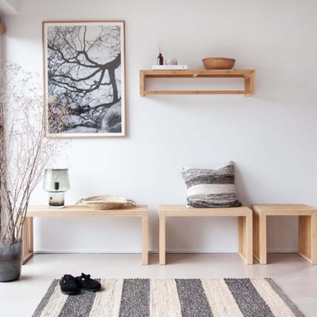 Porte-manteau mural en bambou | grand