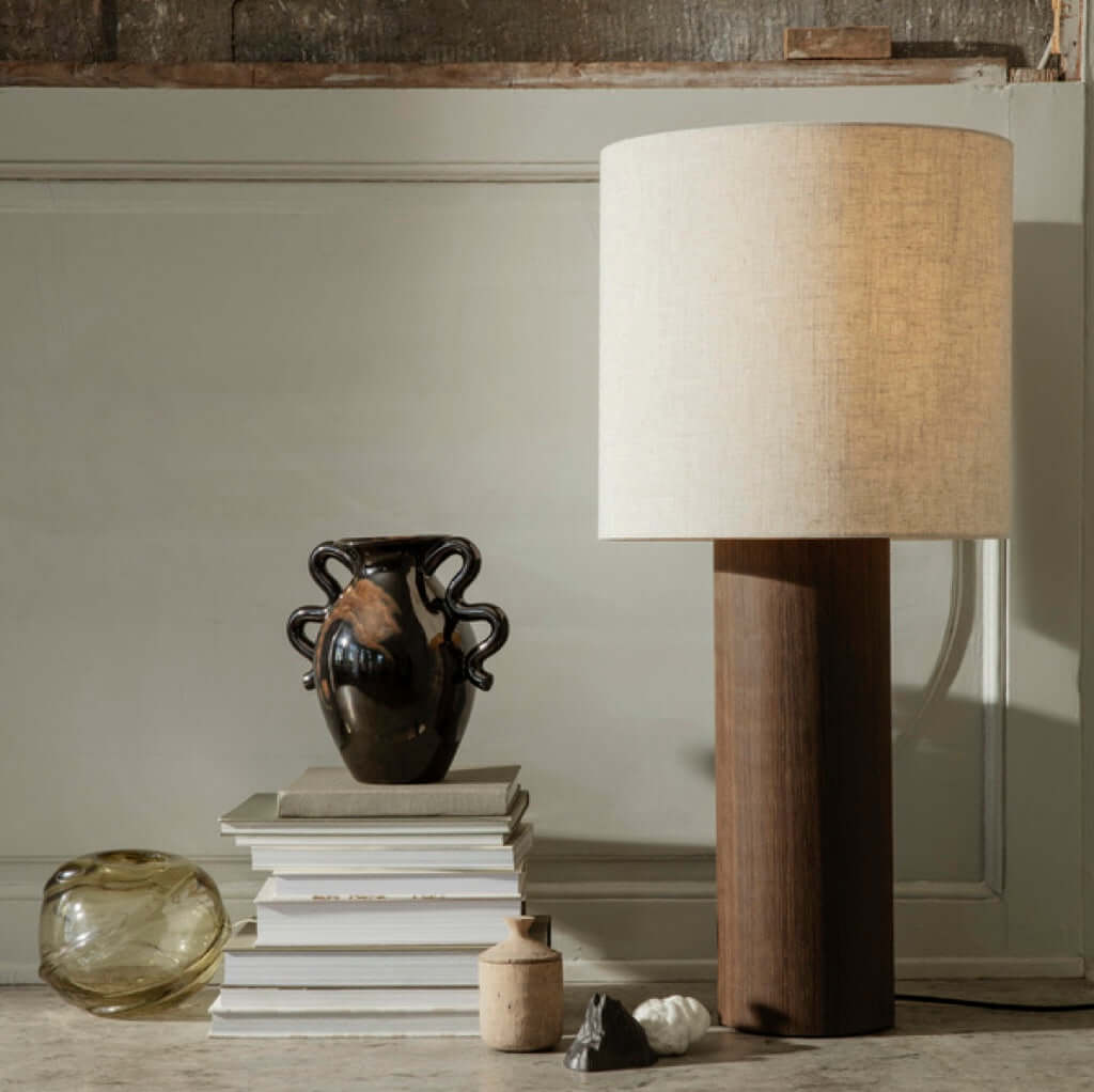 joyne.com | Ferm Living Stehleuchte Eclipse (Ø 42cm/H 110cm) | Holz und Leinen von Ferm Living