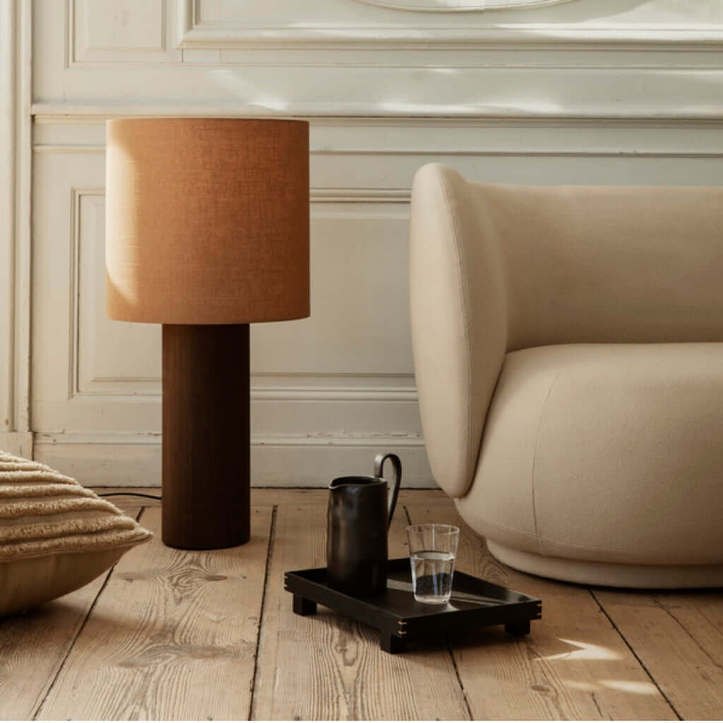 joyne.com | Ferm Living Stehleuchte Eclipse (Ø 42cm/H 110cm) | Holz und Leinen von Ferm Living