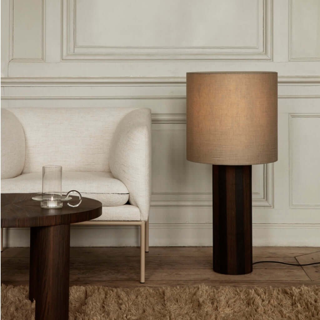 joyne.com | Ferm Living Stehleuchte Eclipse (Ø 42cm/H 110cm) | Holz und Leinen von Ferm Living