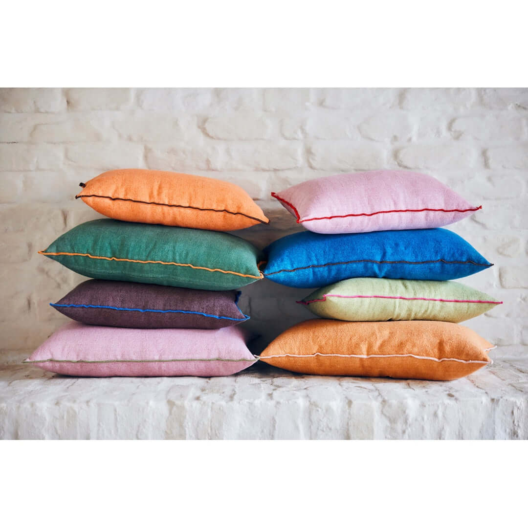 Coussin Mansion | citron vert/rose