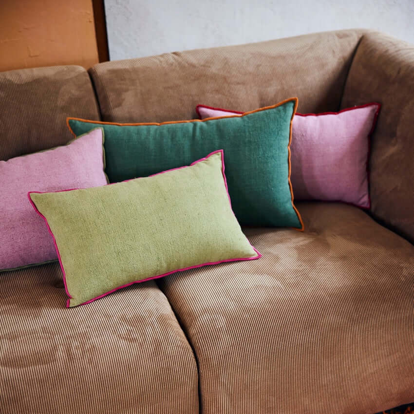 Coussin Mansion | citron vert/rose