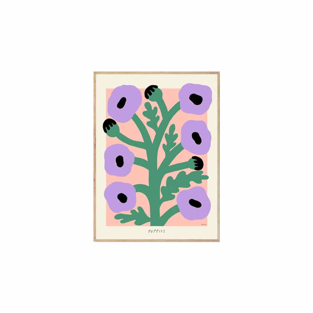 joyne.com | Gerahmter Kunstdruck "Purple Poppies" - Madelen Möllard | 30x40cm von The Poster Club